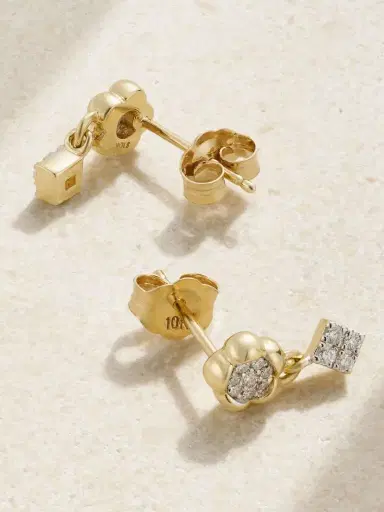STONE AND STRAND Richie 10-karat Gold Diamond Earrings | Thumbnail 3 STONE AND STRAND Richie 10-karat Gold Diamond Earrings | Thumbnail 3