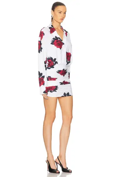 Norma Kamali Oversized Boyfriend Shirt Shirred Bottom Mini Dress | Thumbnail 2 Norma Kamali Oversized Boyfriend Shirt Shirred Bottom Mini Dress | Thumbnail 2