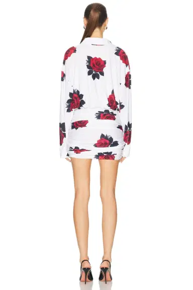 Norma Kamali Oversized Boyfriend Shirt Shirred Bottom Mini Dress | Thumbnail 3 Norma Kamali Oversized Boyfriend Shirt Shirred Bottom Mini Dress | Thumbnail 3
