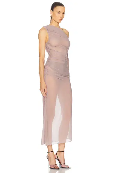 Atlein One Sleeve Draped Long Dress | Thumbnail 2 Atlein One Sleeve Draped Long Dress | Thumbnail 2