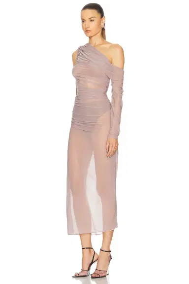 Atlein One Sleeve Draped Long Dress | Thumbnail 3 Atlein One Sleeve Draped Long Dress | Thumbnail 3