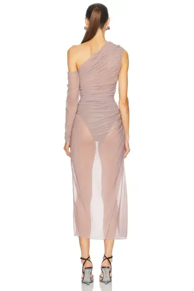 Atlein One Sleeve Draped Long Dress | Thumbnail 4 Atlein One Sleeve Draped Long Dress | Thumbnail 4