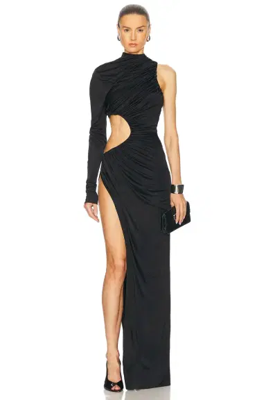 Atlein One Sleeve Ruched Cut Out Dress | Thumbnail 1 Atlein One Sleeve Ruched Cut Out Dress | Thumbnail 1
