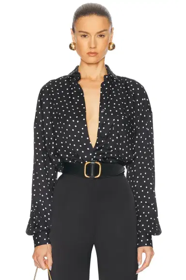 Alexandre Vauthier Polka Dot Button Down Top | Thumbnail 1 Alexandre Vauthier Polka Dot Button Down Top | Thumbnail 1