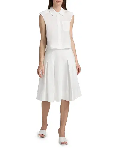 Simkhai Women's Winslow Cropped Sleeveless Button-Front Shirt - White - Size XL | Thumbnail 2 Simkhai Women's Winslow Cropped Sleeveless Button-Front Shirt - White - Size XL | Thumbnail 2