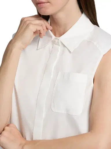 Simkhai Women's Winslow Cropped Sleeveless Button-Front Shirt - White - Size XL | Thumbnail 6 Simkhai Women's Winslow Cropped Sleeveless Button-Front Shirt - White - Size XL | Thumbnail 6