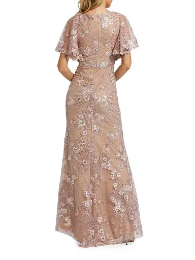 Mac Duggal Women's Embellished Lace V-Neck Gown - Rose Pink | Thumbnail 2 Mac Duggal Women's Embellished Lace V-Neck Gown - Rose Pink | Thumbnail 2