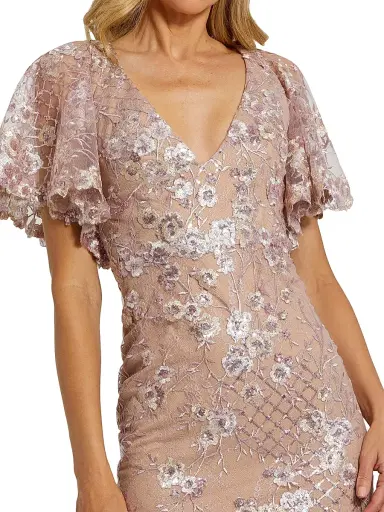 Mac Duggal Women's Embellished Lace V-Neck Gown - Rose Pink | Thumbnail 3 Mac Duggal Women's Embellished Lace V-Neck Gown - Rose Pink | Thumbnail 3