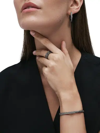 Repossi Women's Antifer 18K Black Gold & 0.62 TCW Diamond Single Hoop Earring - Black | Thumbnail 2 Repossi Women's Antifer 18K Black Gold & 0.62 TCW Diamond Single Hoop Earring - Black | Thumbnail 2