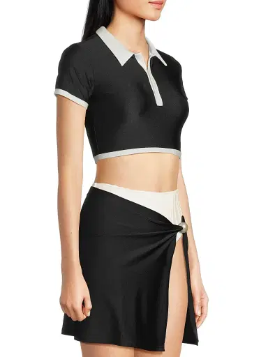 Shani Shemer Women's Chloe Cover-Up Crop Top - Black And White | Thumbnail 4 Shani Shemer Women's Chloe Cover-Up Crop Top - Black And White | Thumbnail 4