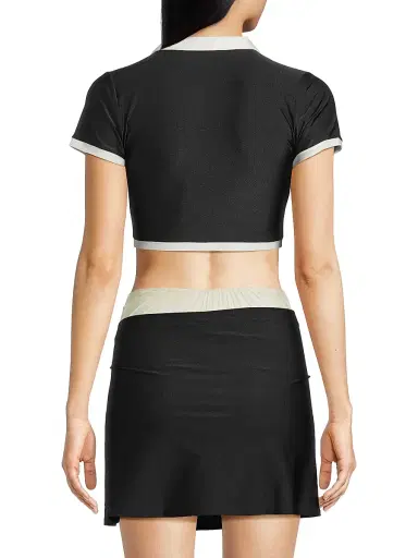 Shani Shemer Women's Chloe Cover-Up Crop Top - Black And White | Thumbnail 5 Shani Shemer Women's Chloe Cover-Up Crop Top - Black And White | Thumbnail 5
