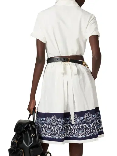Miu Miu Women's Slubbed Poplin Dress with Print - White | Thumbnail 3 Miu Miu Women's Slubbed Poplin Dress with Print - White | Thumbnail 3
