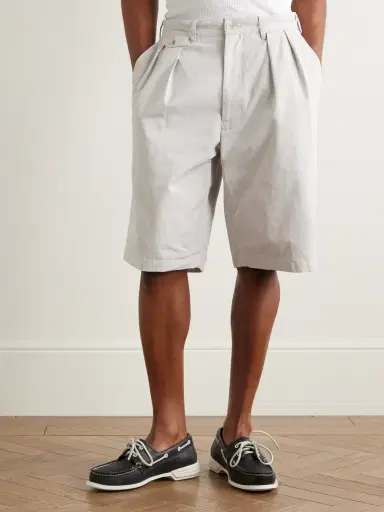 Beams Plus Wide-Leg Pleated Cotton-Twill Shorts - Men | Thumbnail 3 Beams Plus Wide-Leg Pleated Cotton-Twill Shorts - Men | Thumbnail 3