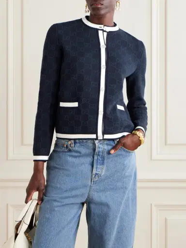 Gucci Striped Jacquard-knit Cotton Cardigan | Thumbnail 3 Gucci Striped Jacquard-knit Cotton Cardigan | Thumbnail 3
