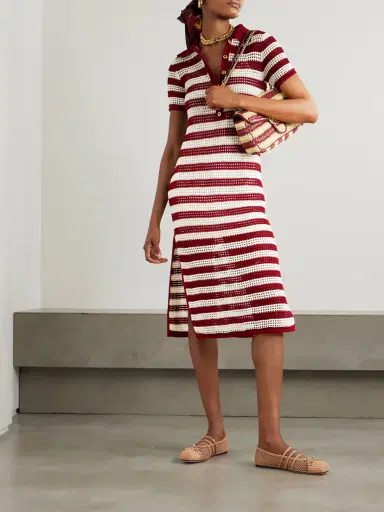 Gucci Striped Crocheted Cotton Midi Dress | Thumbnail 2 Gucci Striped Crocheted Cotton Midi Dress | Thumbnail 2