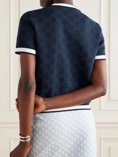 Gucci Cropped Jacquard-knit Cotton Sweater | Thumbnail 3 Gucci Cropped Jacquard-knit Cotton Sweater | Thumbnail 3