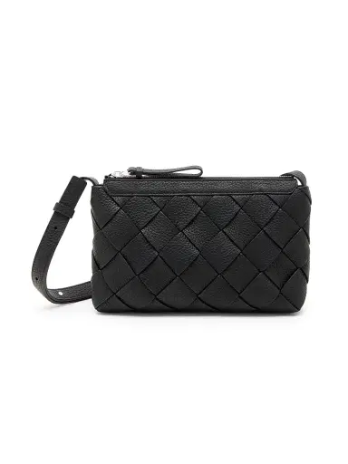 Bottega Veneta Men's Diago Intreccio Messenger Bag - Black Silver | Thumbnail 1 Bottega Veneta Men's Diago Intreccio Messenger Bag - Black Silver | Thumbnail 1