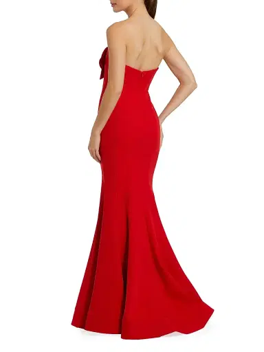 Mac Duggal Women's Ieena Floral-Appliquéd Satin Mermaid Gown - Red - Size 16 | Thumbnail 2 Mac Duggal Women's Ieena Floral-Appliquéd Satin Mermaid Gown - Red - Size 16 | Thumbnail 2