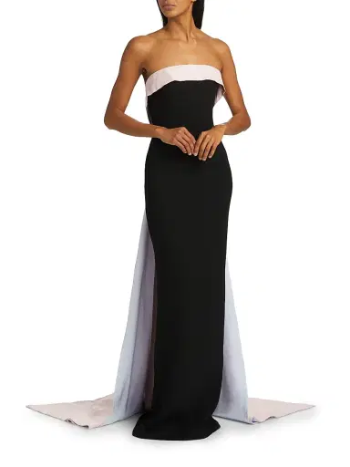 Sergio Hudson Women's Stretch-Crepe Strapless Train Gown - Black | Thumbnail 2 Sergio Hudson Women's Stretch-Crepe Strapless Train Gown - Black | Thumbnail 2
