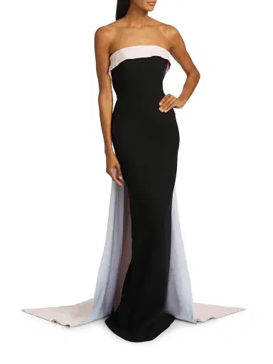 Sergio Hudson Women's Stretch-Crepe Strapless Train Gown - Black | Thumbnail 3 Sergio Hudson Women's Stretch-Crepe Strapless Train Gown - Black | Thumbnail 3