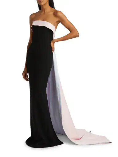 Sergio Hudson Women's Stretch-Crepe Strapless Train Gown - Black | Thumbnail 4 Sergio Hudson Women's Stretch-Crepe Strapless Train Gown - Black | Thumbnail 4