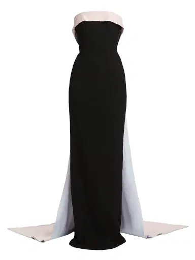 Sergio Hudson Women's Stretch-Crepe Strapless Train Gown - Black | Thumbnail 1 Sergio Hudson Women's Stretch-Crepe Strapless Train Gown - Black | Thumbnail 1