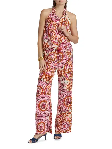 FIGUE Women's Betty Printed Tieneck Sleeveless Top - Sunburst Medallion Pink - Size Small | Thumbnail 2 FIGUE Women's Betty Printed Tieneck Sleeveless Top - Sunburst Medallion Pink - Size Small | Thumbnail 2