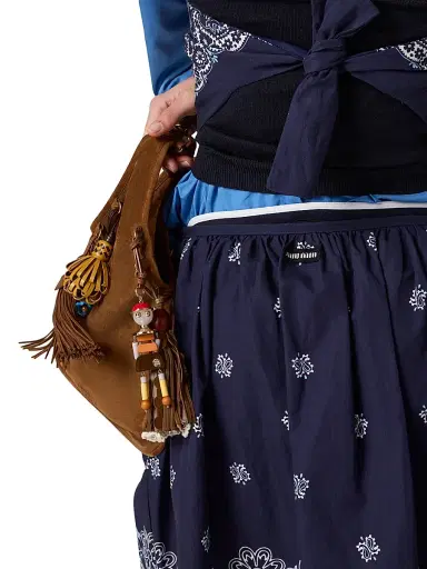Miu Miu Women's Printed Slubbed Poplin Skirt - Blue | Thumbnail 5 Miu Miu Women's Printed Slubbed Poplin Skirt - Blue | Thumbnail 5