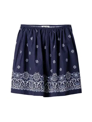 Miu Miu Women's Printed Slubbed Poplin Skirt - Blue | Thumbnail 1 Miu Miu Women's Printed Slubbed Poplin Skirt - Blue | Thumbnail 1