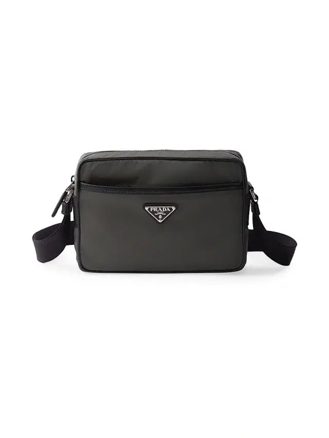 Men's Re-Nylon and Saffiano Shoulder Bag - Green Men's Re-Nylon and Saffiano Shoulder Bag - Green