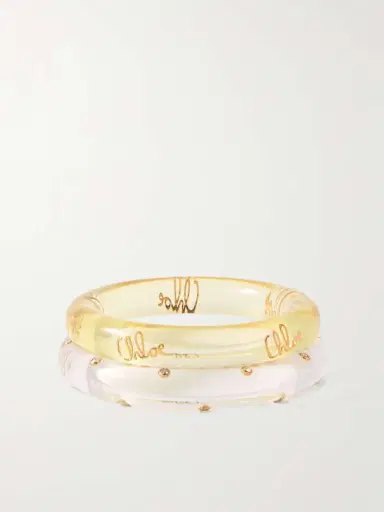 Chloé Set Of Two Resin, Crystal And Gold-tone Bangles | Thumbnail 3 Chloé Set Of Two Resin, Crystal And Gold-tone Bangles | Thumbnail 3