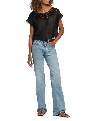 Nili Lotan Women's Caila Embroidered Scoopneck Top - Black | Thumbnail 2 Nili Lotan Women's Caila Embroidered Scoopneck Top - Black | Thumbnail 2