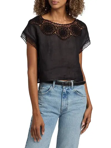 Nili Lotan Women's Caila Embroidered Scoopneck Top - Black | Thumbnail 3 Nili Lotan Women's Caila Embroidered Scoopneck Top - Black | Thumbnail 3