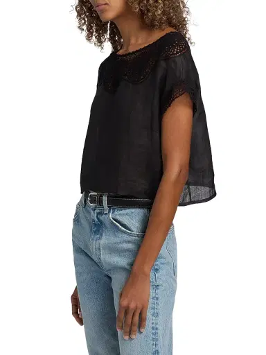 Nili Lotan Women's Caila Embroidered Scoopneck Top - Black | Thumbnail 4 Nili Lotan Women's Caila Embroidered Scoopneck Top - Black | Thumbnail 4