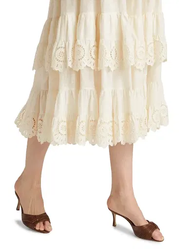Zimmermann Women's Lucky Embroidered Tiered Cotton Midi-Skirt - | Thumbnail 6 Zimmermann Women's Lucky Embroidered Tiered Cotton Midi-Skirt - | Thumbnail 6