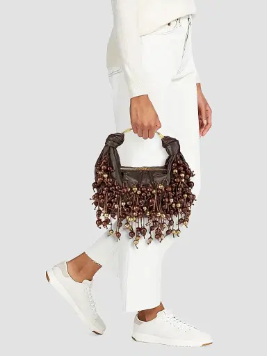 Zimmermann Women's Foam Beaded Leather Top Handle Bag - Coffee | Thumbnail 3 Zimmermann Women's Foam Beaded Leather Top Handle Bag - Coffee | Thumbnail 3