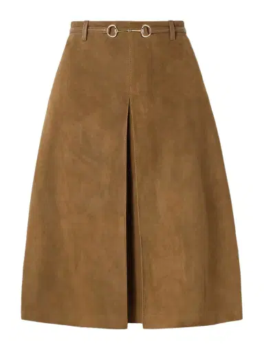 Gucci Horsebit-detailed Leather-trimmed Pleated Suede Midi Skirt | Thumbnail 1 Gucci Horsebit-detailed Leather-trimmed Pleated Suede Midi Skirt | Thumbnail 1
