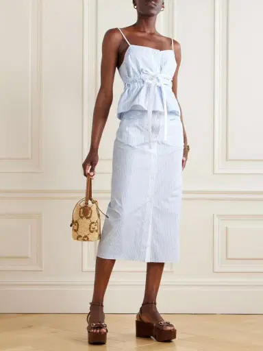Gucci Lido Striped Cotton-poplin Midi Skirt | Thumbnail 2 Gucci Lido Striped Cotton-poplin Midi Skirt | Thumbnail 2