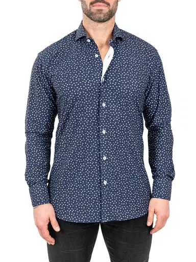 Maceoo Men's Einstein Stretch Micro Paisley Shirt - Blue - Size XXXXL | Thumbnail 1 Maceoo Men's Einstein Stretch Micro Paisley Shirt - Blue - Size XXXXL | Thumbnail 1