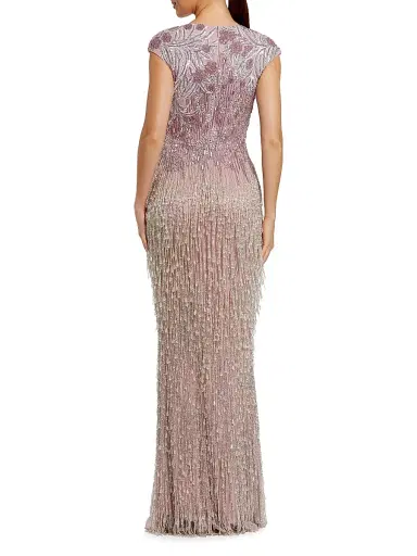 Mac Duggal Women's Evening Embellished Mesh Cap-Sleeve Gown - Vintage Lilac - Size 14 | Thumbnail 2 Mac Duggal Women's Evening Embellished Mesh Cap-Sleeve Gown - Vintage Lilac - Size 14 | Thumbnail 2