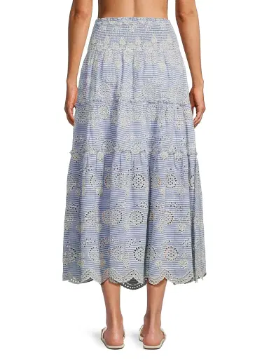 Change of Scenery Women's Charlie Eyelet Smocked Skirt - Sky Natural - Size Medium | Thumbnail 5 Change of Scenery Women's Charlie Eyelet Smocked Skirt - Sky Natural - Size Medium | Thumbnail 5