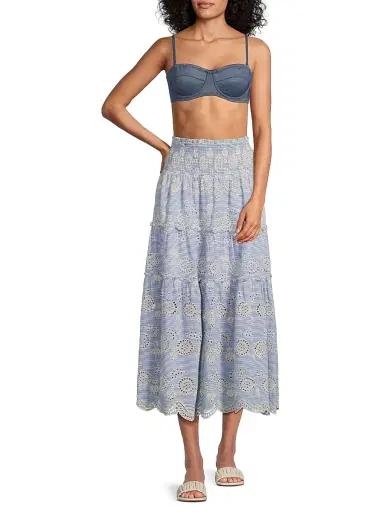 Change of Scenery Women's Charlie Eyelet Smocked Skirt - Sky Natural - Size Medium | Thumbnail 6 Change of Scenery Women's Charlie Eyelet Smocked Skirt - Sky Natural - Size Medium | Thumbnail 6
