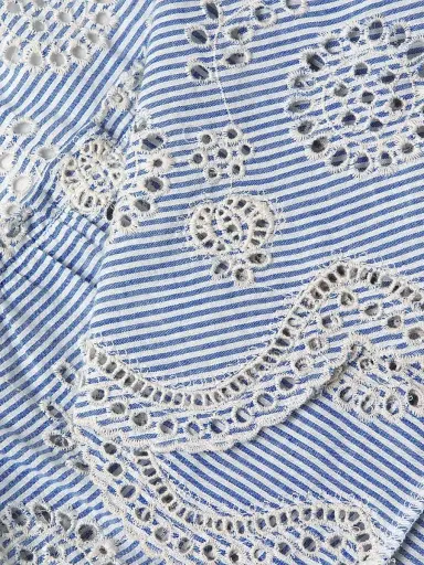 Change of Scenery Women's Charlie Eyelet Smocked Skirt - Sky Natural - Size Medium | Thumbnail 7 Change of Scenery Women's Charlie Eyelet Smocked Skirt - Sky Natural - Size Medium | Thumbnail 7