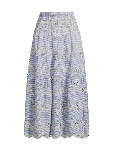 Change of Scenery Women's Charlie Eyelet Smocked Skirt - Sky Natural - Size Medium | Thumbnail 1 Change of Scenery Women's Charlie Eyelet Smocked Skirt - Sky Natural - Size Medium | Thumbnail 1
