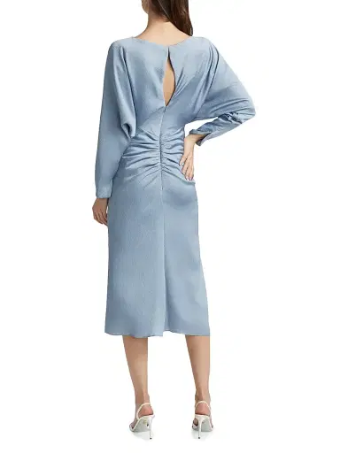 Amsale Women's Draped Ruched Midi-Dress - Smokey Blue - Size 12 | Thumbnail 5 Amsale Women's Draped Ruched Midi-Dress - Smokey Blue - Size 12 | Thumbnail 5