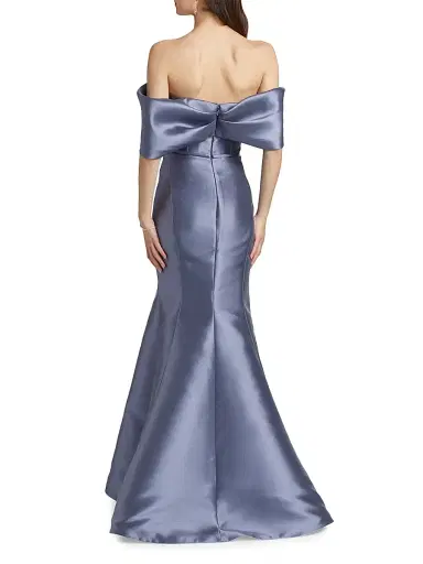 Amsale Women's Mikado Off-The-Shoulder Gown - Slate | Thumbnail 5 Amsale Women's Mikado Off-The-Shoulder Gown - Slate | Thumbnail 5