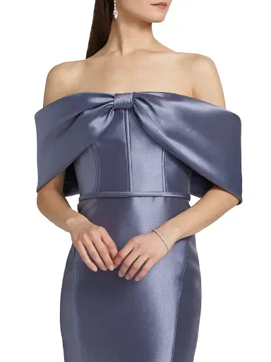 Amsale Women's Mikado Off-The-Shoulder Gown - Slate | Thumbnail 6 Amsale Women's Mikado Off-The-Shoulder Gown - Slate | Thumbnail 6