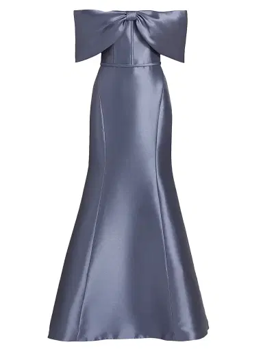 Amsale Women's Mikado Off-The-Shoulder Gown - Slate | Thumbnail 1 Amsale Women's Mikado Off-The-Shoulder Gown - Slate | Thumbnail 1