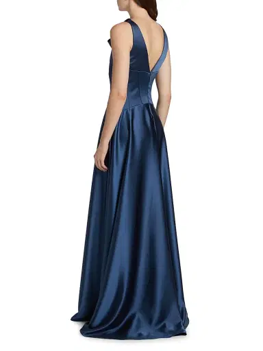 Amsale Women's Satin Cowl Neck Gown - French Blue | Thumbnail 5 Amsale Women's Satin Cowl Neck Gown - French Blue | Thumbnail 5