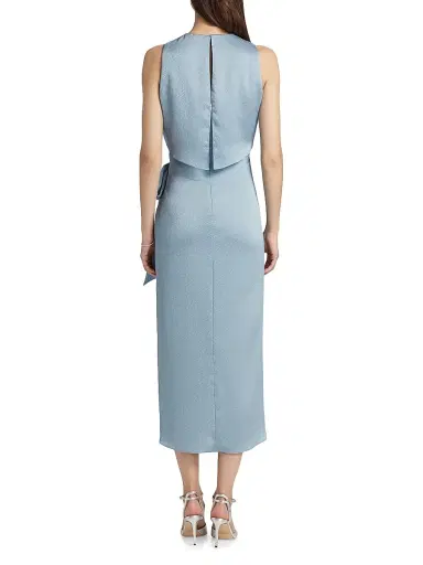 Amsale Women's Tulip Hem Hammered Satin Midi-Dress - Smokey Blue | Thumbnail 5 Amsale Women's Tulip Hem Hammered Satin Midi-Dress - Smokey Blue | Thumbnail 5
